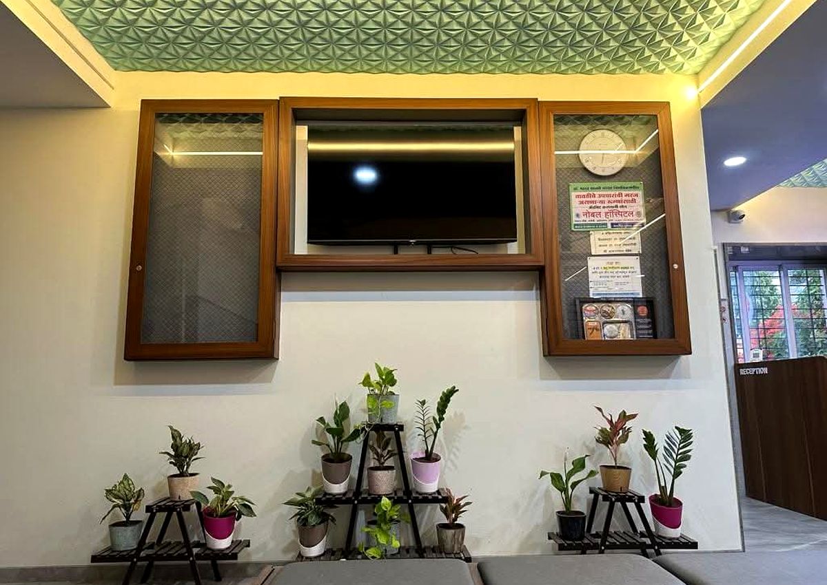 Patient information wall at Dr. Bharat's Diabetes & Thyroid Clinic, Savedi, Ahilyanagar